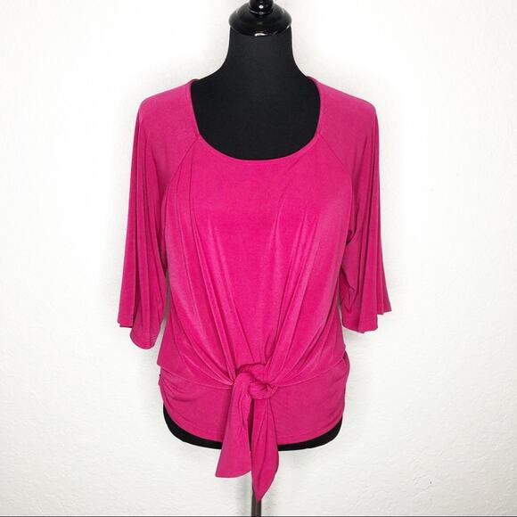 Boston Proper dark pink tie front knit top size Small - Picture 1 of 15